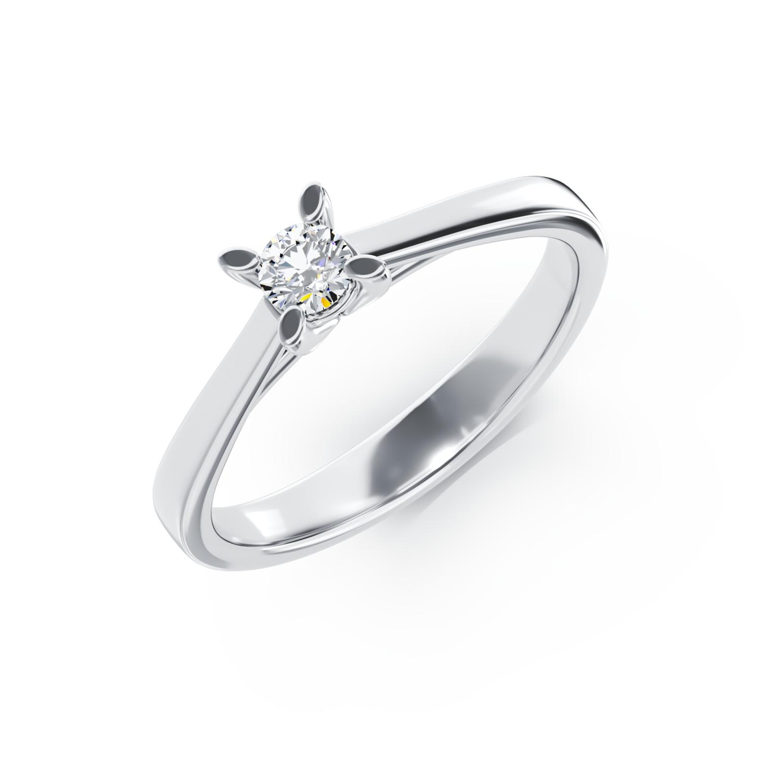 18K white gold engagement ring with a 0.1ct solitaire diamond